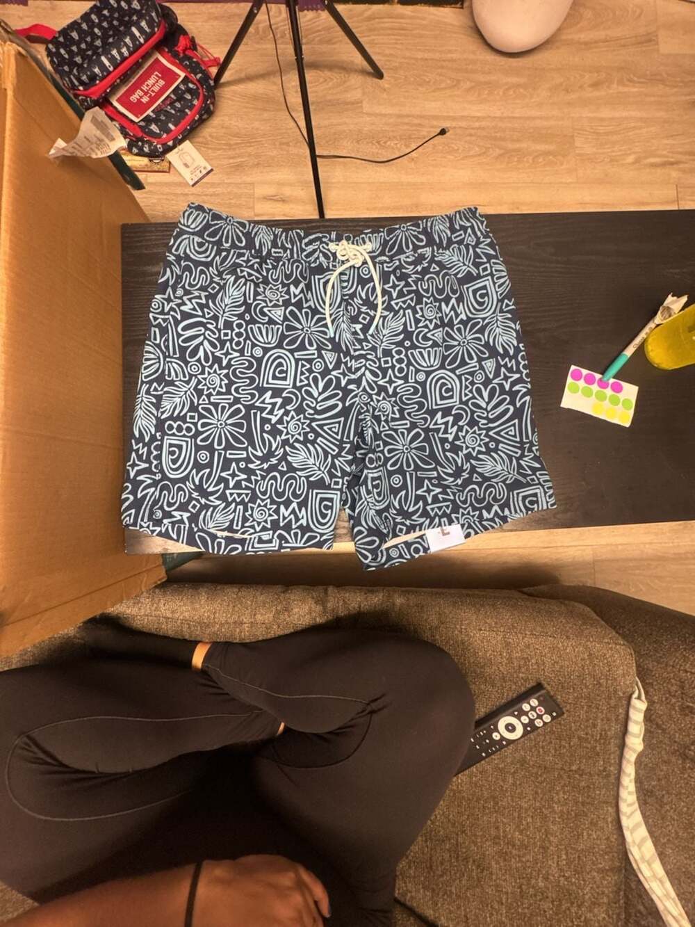 Member's Mark Men's Resort Swim Trunk Size L Blue Patterned